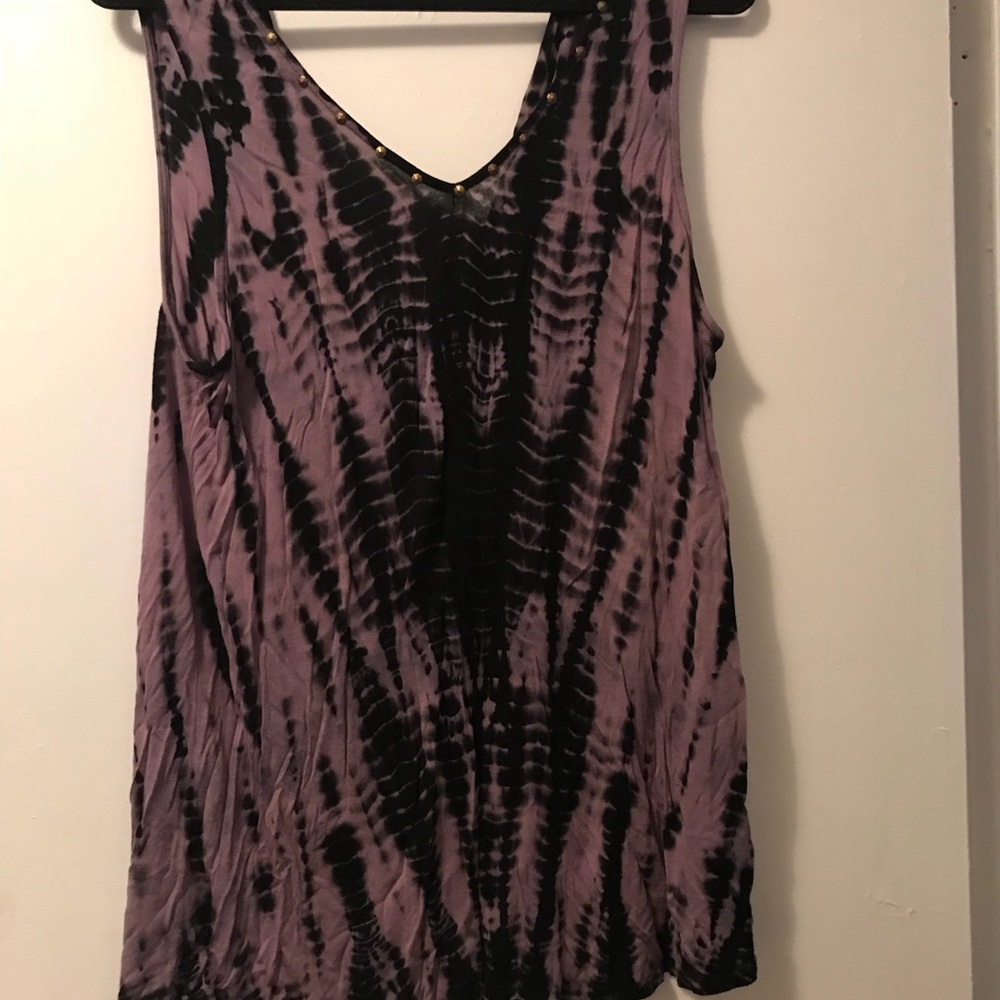 tie dye black and purple tank top